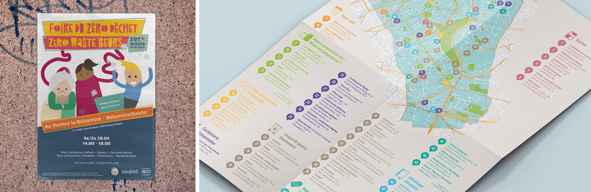 Illustration d'une affiche et d'un plan pour une commune - agence de communication visuelle